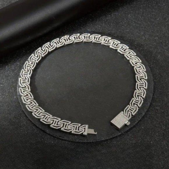 8" Mens 2ct Diamond 14K White Gold Chain Link Bracelet 2 ct 14 Karat Silver 8in - Picture 11 of 11